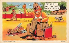 Soldier Griping About Sewing Uniform, Military Humor Comic, Vintage Postcard picture