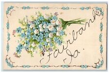 c1920's Flower Bouquet Sky Blue Border Fairbank Iowa IA Correspondence Postcard picture