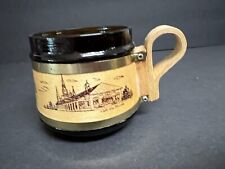 Vintage Brown Glass And Wood New Orleans Souvenir Mug Cup picture