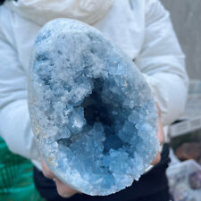 5.8lb Large Natural Blue Celestite Crystal Geode Quartz Cluster Mineral Specime picture
