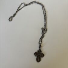 Vintage Sterling Silver Cross - I AM A CATHOLIC - CALL A PRIEST Pendant picture
