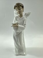 NAO BY LLADRO #1261 PROTECTING ANGEL FIGURINE BOY WITH DOVE 9.5