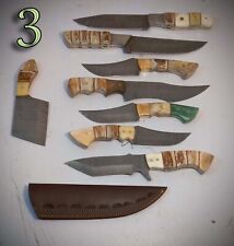 Lot of 8 pcs Custom made Damascus steel hunting fixed blade,deer stag handle picture