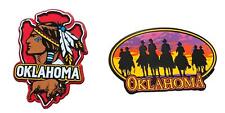 Lot 2x Oklahoma Fridge Magnets Cowboys Horses / American Indian Buffalo picture