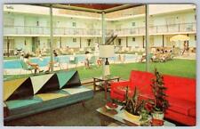 1964 ORBIT MOTEL ASBURY PARK NJ MCM FURNITURE SWIMMING POOL WEBBED LAWN CHAIRS picture