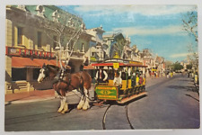 CALIFORNIA Disneyland Horse Drawn Street Car Vintage c1972 Postcard picture