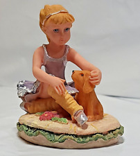 Vintage Little Girl Dressed Ballerina & Puppy Dog Very Rare Resin Figurine - NEW picture
