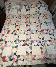 Vintage Connecting 8 POINT STAR QUILT Hand Pieced Handmade FEED SACK patchwork picture