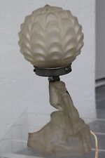 1920's FRENCH ART DECO MASTERPIECE FROSTED FEMALE FIGURE TABLE LAMP 