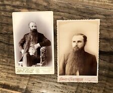 Two Antique Photos Bearded Men with Gigantic Big Beards - Illinois 1880s 1890s picture