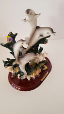 Vintage Poly Collection Hand Painted Dolphins Resin Figurine.  picture