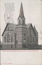 Norwegian Evangelical Lutheran Church, Mount Horeb, Wisconsin 1907 PM Postcard picture