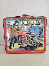 Vintage 1973 Emergency Fireman Metal Tin Lunch Box (No Thermos) picture