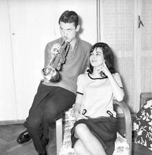 Trumpet player and singer Chet Baker relaxing with his partner and- Old Photo 1 picture
