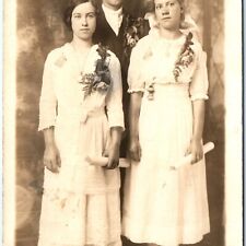 c1910s Teen Graduation RPPC Cute Girls Real Photo Pretty Eye Handsome Young A161 picture
