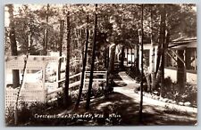Chetek Wisconsin~Crescent Park~Path Along Cottages~1929 RPPC picture