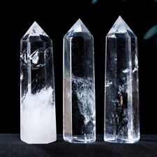 Clear Quartz Healing Crystal Wand Chakra Obelisk Tower Point Home Ornament Gifts picture