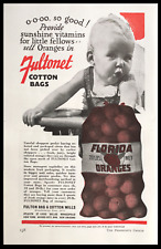 1942 FULTONET Mesh Fruit Bags Sell Oranges Great Kitchen Decor Vtg PRINT AD picture