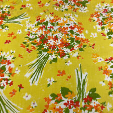 Marlborough 2 Pc Flat & Fitted Sheet Vintage 70's Full Bed Muslin Yellow Flowers picture