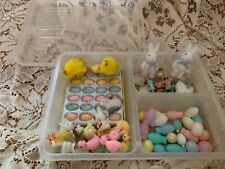 Lot 50+ Vtg Minature Flocked & Plastic Easter Craft Items Bunnies& Chicks Eggs + picture