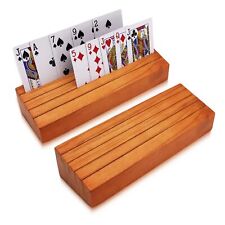 Iswabard Card Deck Stand Set of 2 Playing Cards Holder for Kids Elder Wood for picture