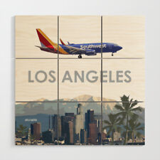 Southwest Airlines 737 (New Colors) over Los Angeles - 3' x 3' Wood Wall Art picture