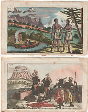 2 colored engravings c1800 MALACCA Malaysia from German travel/adventure book picture