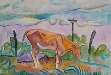 Cow in Landscape : William Sommer : Archival Quality Art Print picture