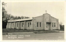 RPPC Washington,KS St. Augustine's Catholic Church Kansas Real Photo Post Card picture