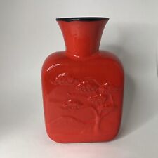 Vintage Rare Frankoma Red Flame Ceramic Vase J.E. Franks Bonsai REPAIR 10” Asian picture