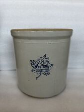 Vintage Western Stoneware 3 Gallon Snake Plant Grass Crock Maple Leaf picture