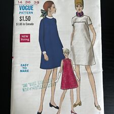 Vintage 1960s Vogue 7319 Mod A-Line Maternity Dress Sewing Pattern 14 Small CUT picture