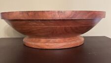 Vintage 13” Wooden Fruit Bowl 13” X 4” Footed Round Heavy 1970s picture