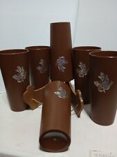 Vintage Brown Tumbler with Butterfly design Hard Plastic X6 picture