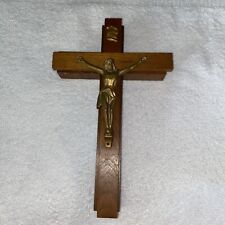 Vintage Wood Crucifix Cross With Candle Compartment 11” By 7” picture