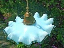 Art Glass Shade Ceiling Light Fixture Brass Hardware Fully Restored Antique picture