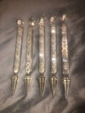 Vintage Glass Diamond arrow  etched face 3 sided Chandelier Spear 4