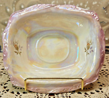 Vintage Pearlescent Floral Trinket Dish Lusterware Porcelain 6.5