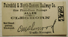 Unused Fairchild & North Eastern Railway Ticket Allen- Cleghorn (Wisconsin) picture