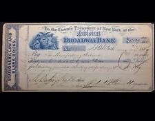 1869 Historic Organized Crime Rare Mob Check Boss Tweed New York Political Ring picture