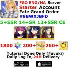 [ENG/NA][INST] FGO / Fate Grand Order Starter Account 5+SSR 200+Tix 1840+SQ #9BW picture