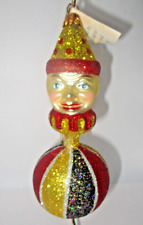 Larry Fraga Harlequin Clown Mardi Gras Glittered Christmas Ornament w/ Tag MINT picture