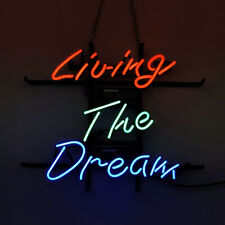 Living The Dream Neon Sign Light Man Cave Wall Hanging Visual Artwork 20