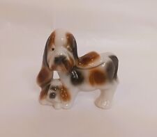 Vintage Porcelain Basset Hound Dog with Puppy Figurine Japan Rare HTF picture