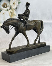 Cast Bronze An absolute beautiful bronze sculpture Horse and Jockey Figure Decor picture