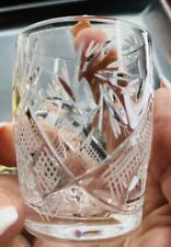1940's Mid Century Cut Buzz Saw Shot Glass Crystal Mesh Barware Set Of 4 picture