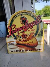Leinenkugels Beer Sign Rare Tin Fishing Boat Large Brewery Pub Bar Man Cave Look picture