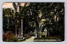 Dubuque IA-Iowa, Scene In Union Park, Antique, Vintage c1908 Souvenir Postcard picture