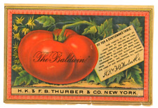 1870s-80s Thurber Can Label The Baldwin Tomato #6M picture