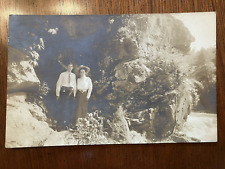 RPPC Postcard Man Woman Boulder Cave Entrance Lookout Mountain? Rock picture